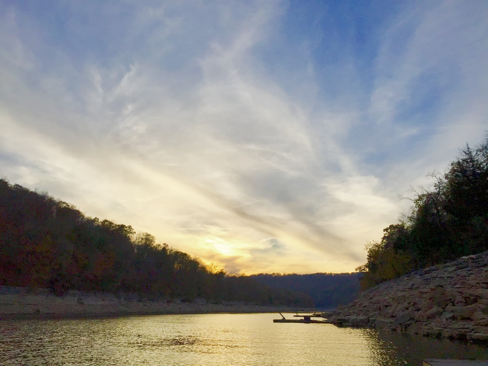 Sunrise over the docks at Lake Cumberland