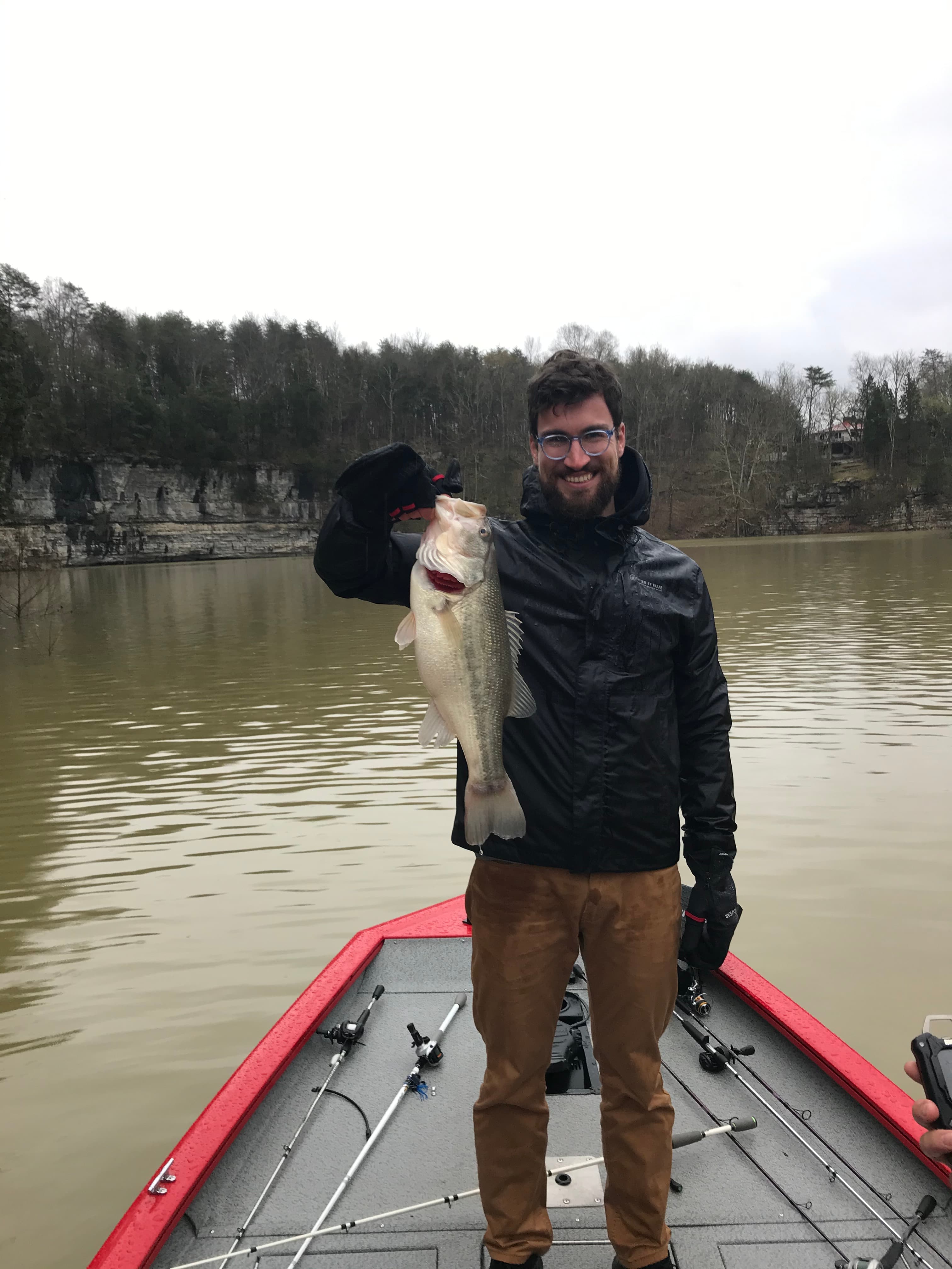 Ryan with a tank largemouth at Party Cove